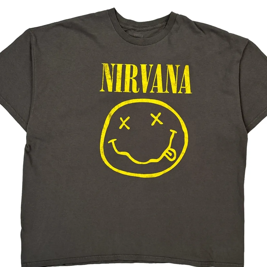 Smiley Face Logo Nirvana Band T-Shirt - 2XL Gray Cotton - Image 5
