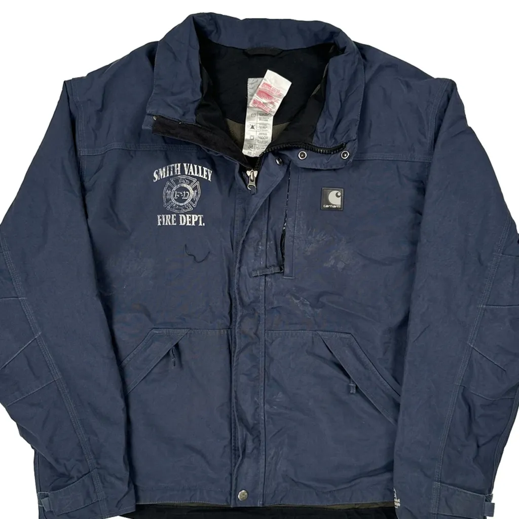 Smith Valley Fire Dept. Carhartt Jacket - Large Blue Nylon - Image 5