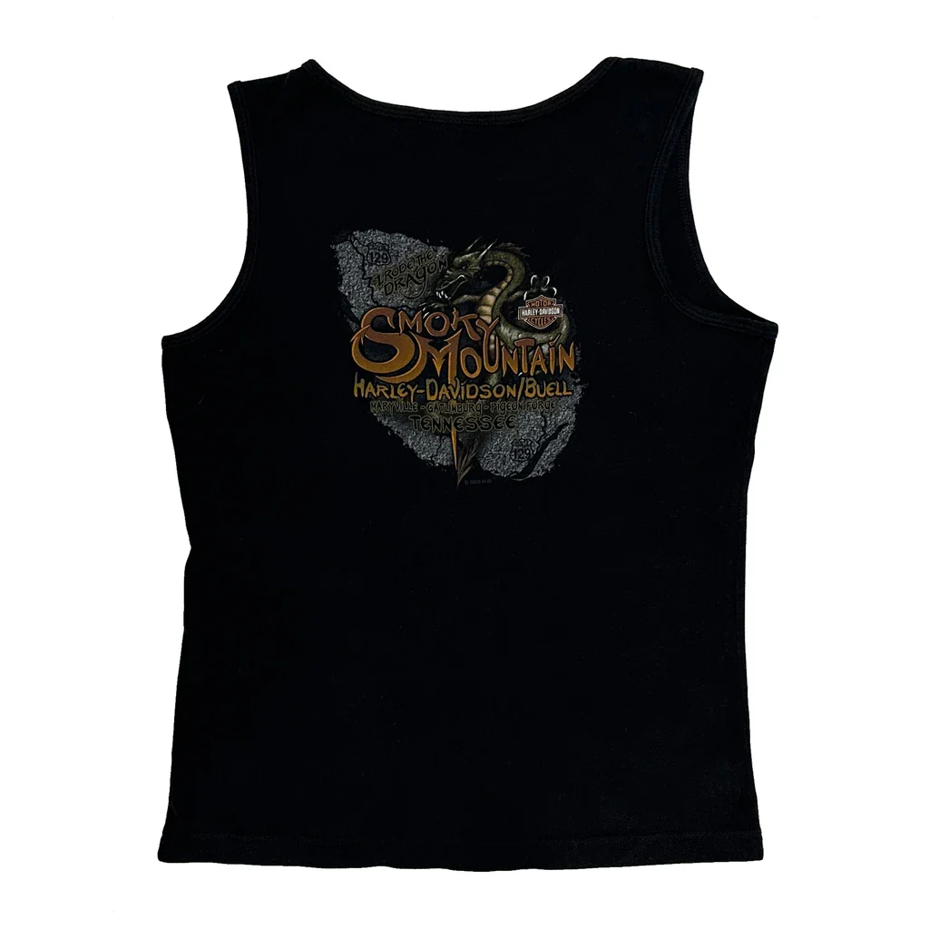 Smoky Mountain Harley Davidson Graphic Vest - Large Black Cotton - Image 2