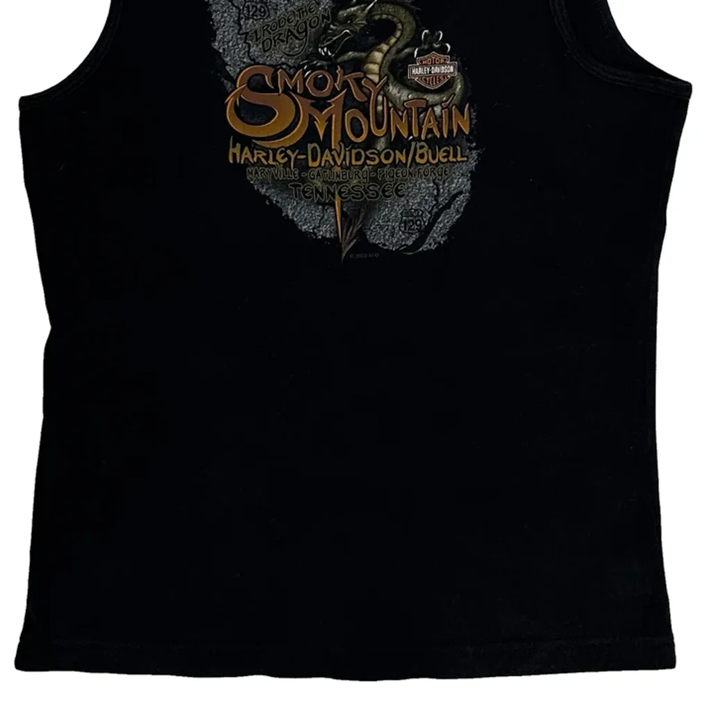 Smoky Mountain Harley Davidson Graphic Vest - Large Black Cotton - Image 7