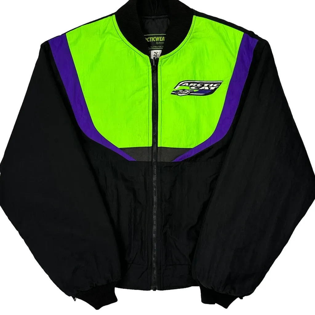 Snowmobile Arctic Wear Bomber Jacket - Large Black Nylon - Image 5