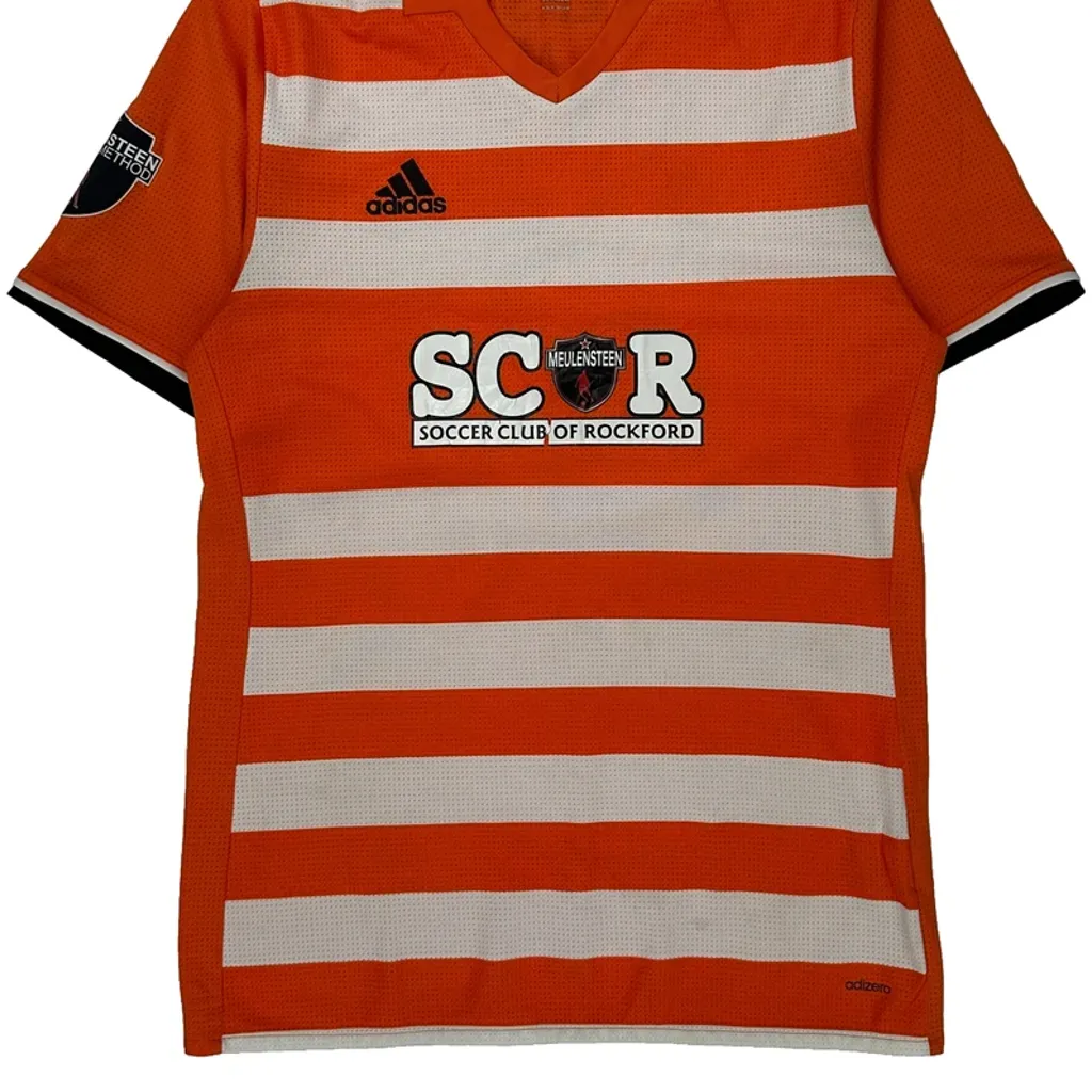 Soccer Club Of Rockford Adidas Football Shirt - Large Orange Polyester - Image 5