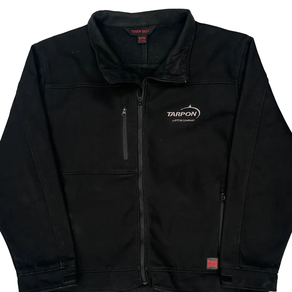 Softshell Canvas Tough Duck Fleece Lined Workwear Jacket - XL Black Polyester - Image 4