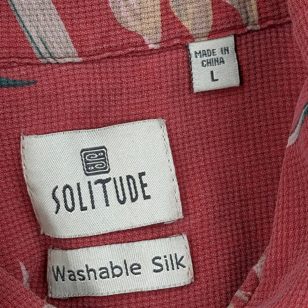 Solitude Floral Hawaiian Shirt - Large Red Silk - Image 3