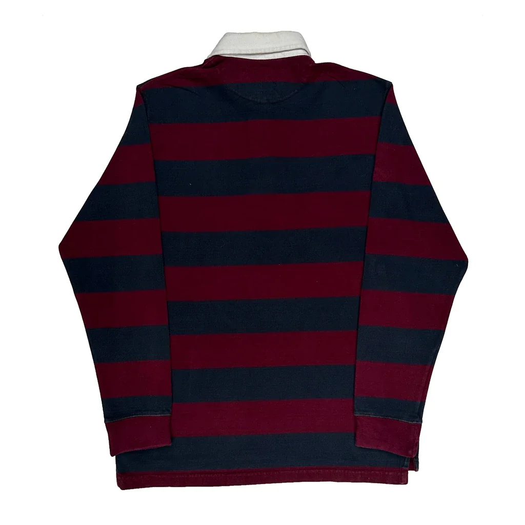 Sonoma Striped Rugby Shirt - Medium Burgundy Cotton - Image 2
