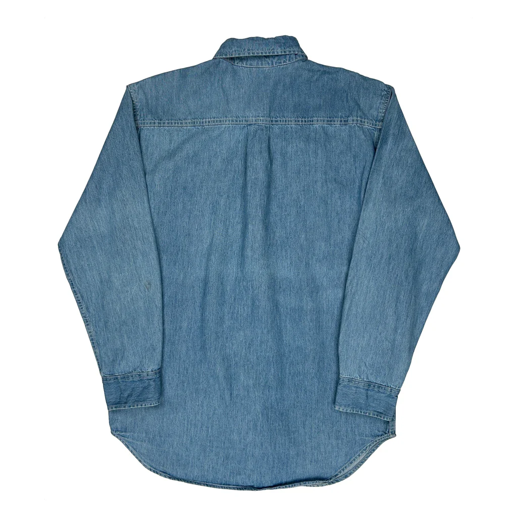 South Coast Plaza Planet Hollywood Denim Shirt - Medium Blue Cotton - Image 2
