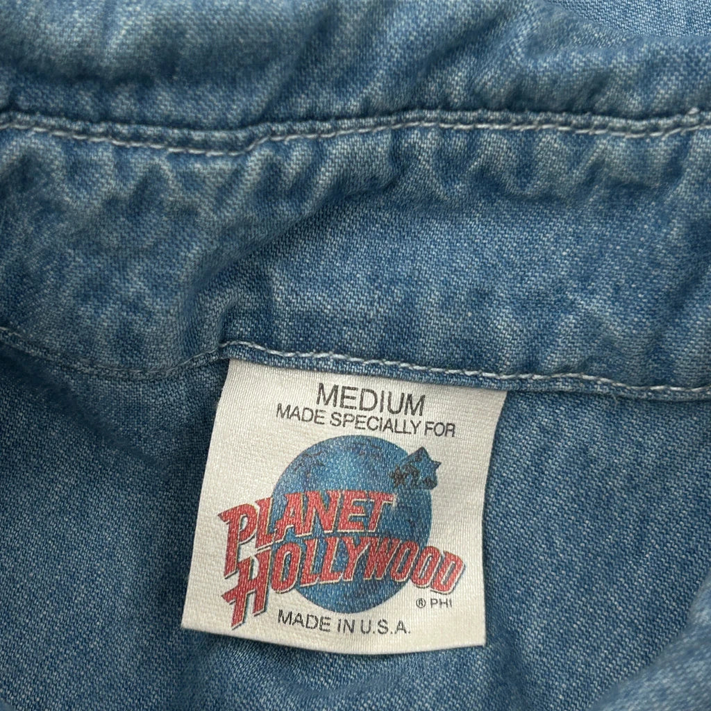 South Coast Plaza Planet Hollywood Denim Shirt - Medium Blue Cotton - Image 3