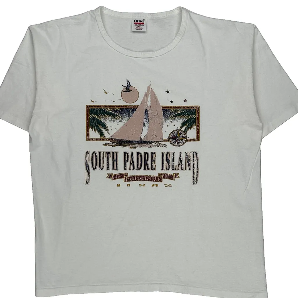 South Padre Island Anvil Graphic T-Shirt - XL White Cotton - Image 4