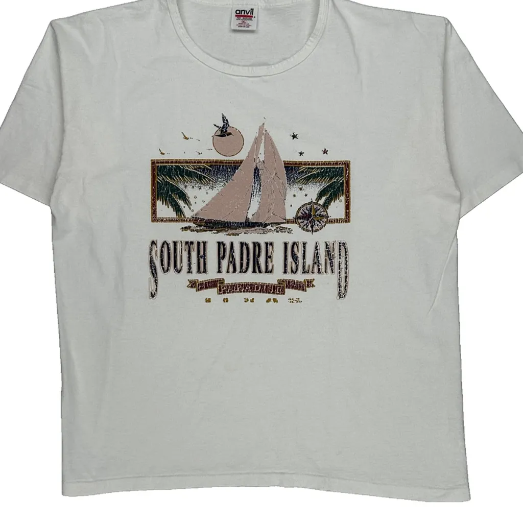 South Padre Island Anvil Graphic T-Shirt - XL White Cotton - Image 5