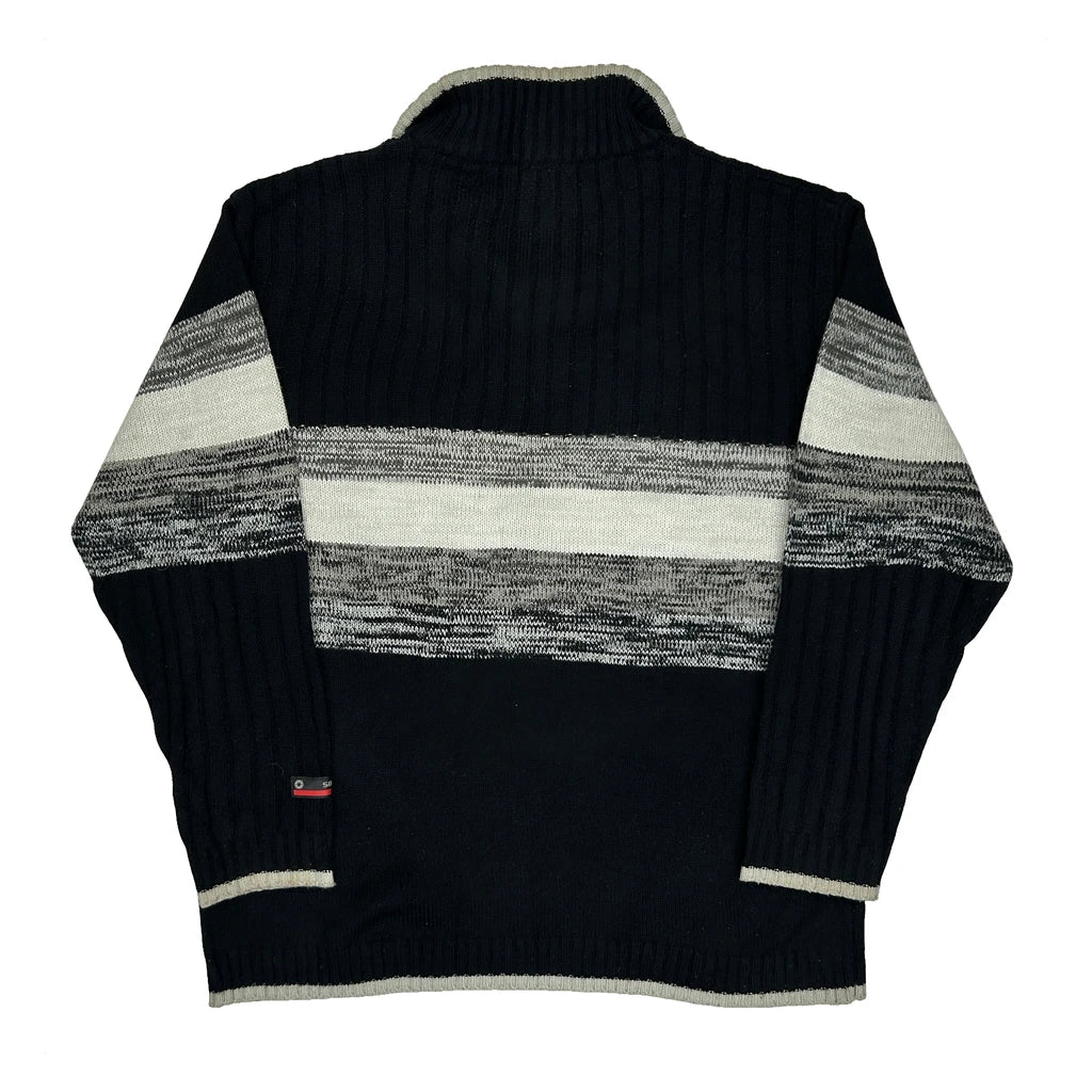 Southpole Striped 1/4 Zip - XL Black Acrylic - Image 2