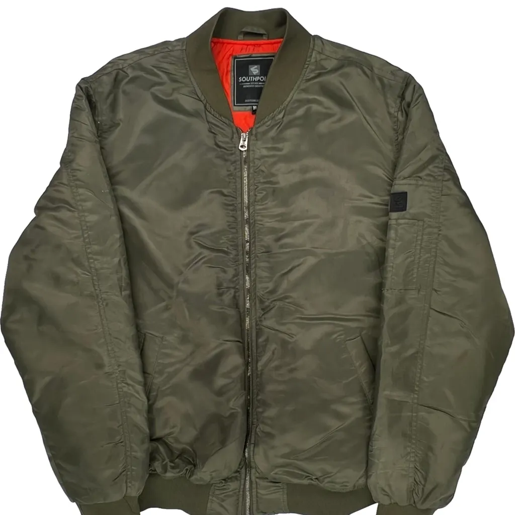 Southpole Ma1 Bomber Jacket - XL Green Polyester - Image 4