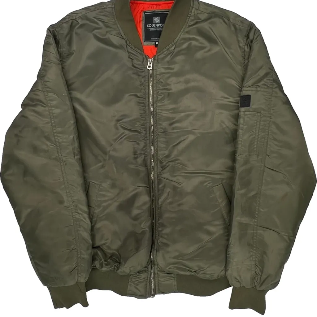 Southpole Ma1 Bomber Jacket - XL Green Polyester - Image 5