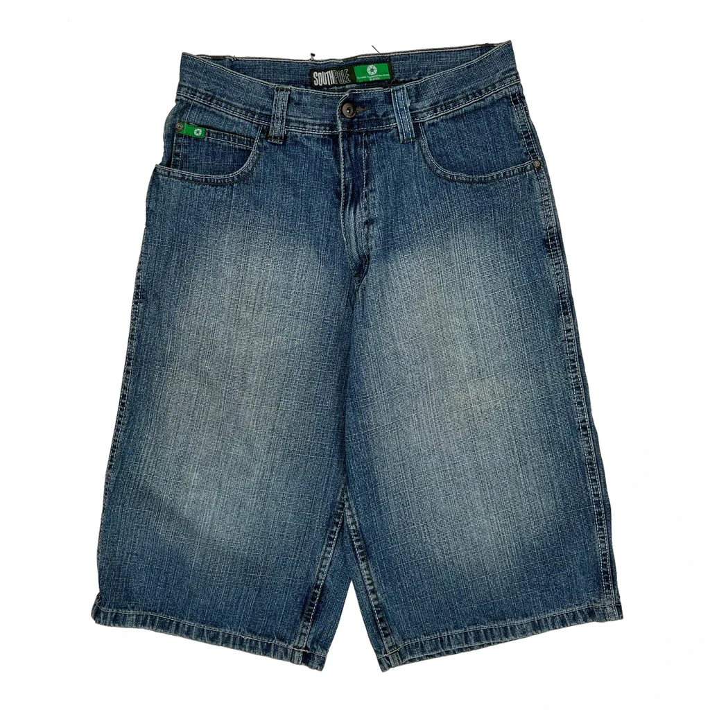 Southpole Baggy Denim Shorts - 28W 15L Blue Denim - Image 2