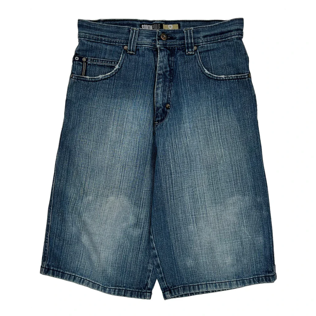 Southpole Baggy Denim Shorts - 31W 16L Blue Denim - Image 2