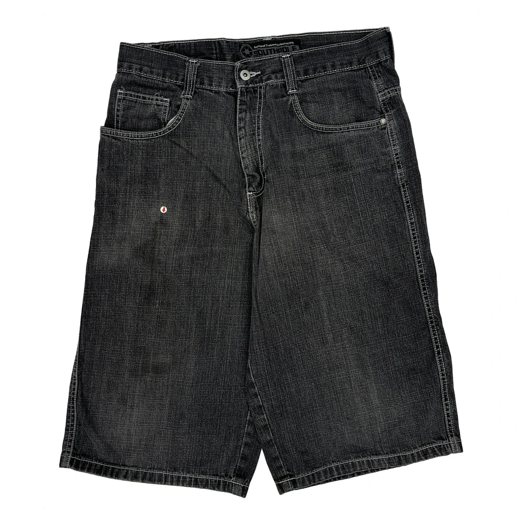 Southpole Baggy Denim Shorts - 32W 12L Grey Denim - Image 2