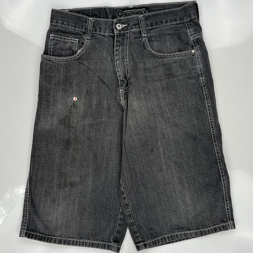 Southpole Baggy Denim Shorts - 32W 12L Grey Denim - Image 3