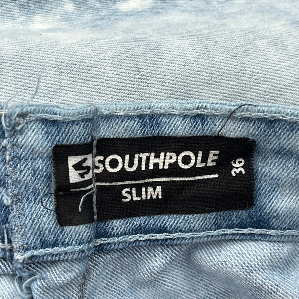 Southpole Slim Denim Shorts - 36W 12L Light Wash Denim - Image 6