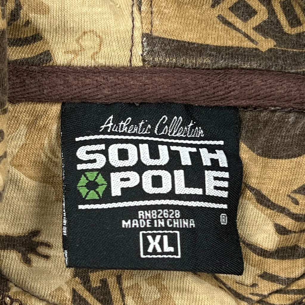 Southpole Graphic Hoodie - XL Brown Cotton - Image 3