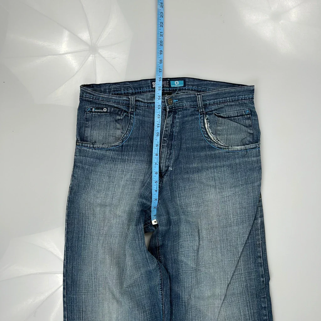 Southpole Baggy Graphic Jeans - 38W 32L Blue Denim - Image 4