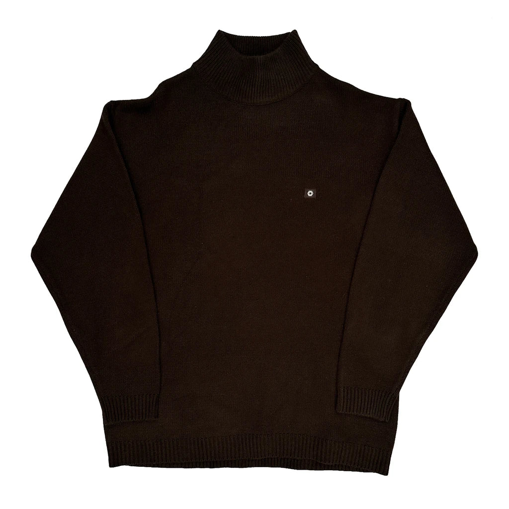 Southpole Knitted Roll Neck Jumper - Large Brown Acrylic