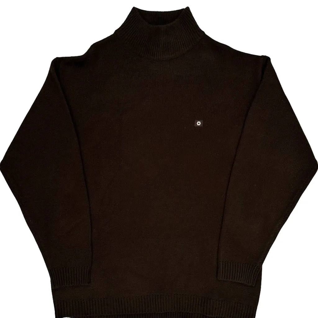 Southpole Knitted Roll Neck Jumper - Large Brown Acrylic - Image 4