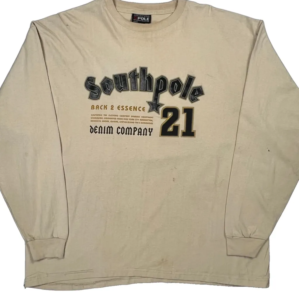 Southpole Long Sleeve T-Shirt - XL Beige Cotton - Image 4