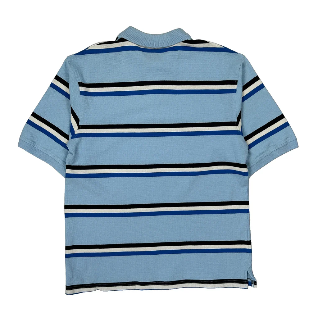 Southpole Striped Y2K Polo Shirt - Large Blue Cotton - Image 2
