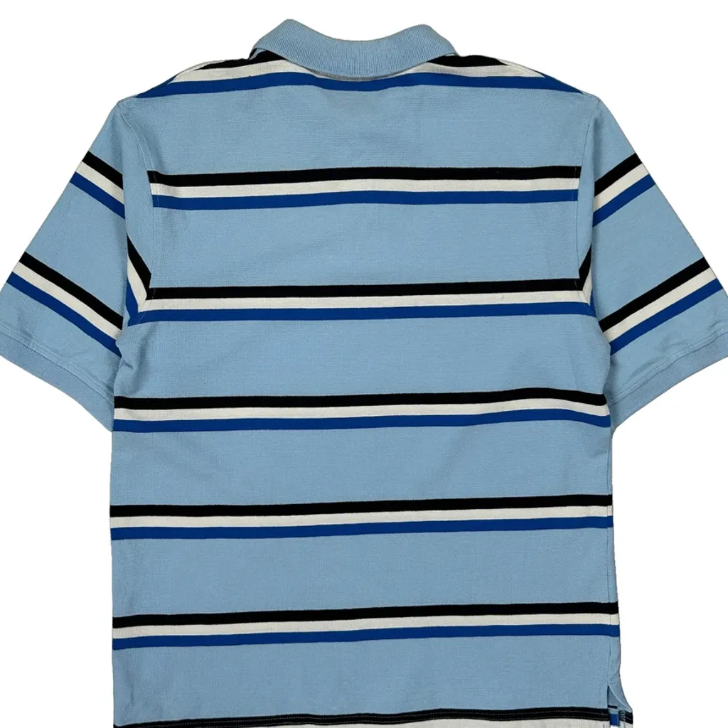 Southpole Striped Y2K Polo Shirt - Large Blue Cotton - Image 6