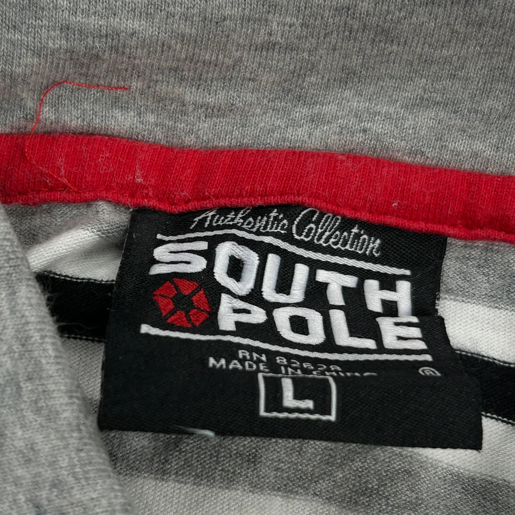 Southpole Striped Polo Shirt - Large Grey Cotton - Image 3