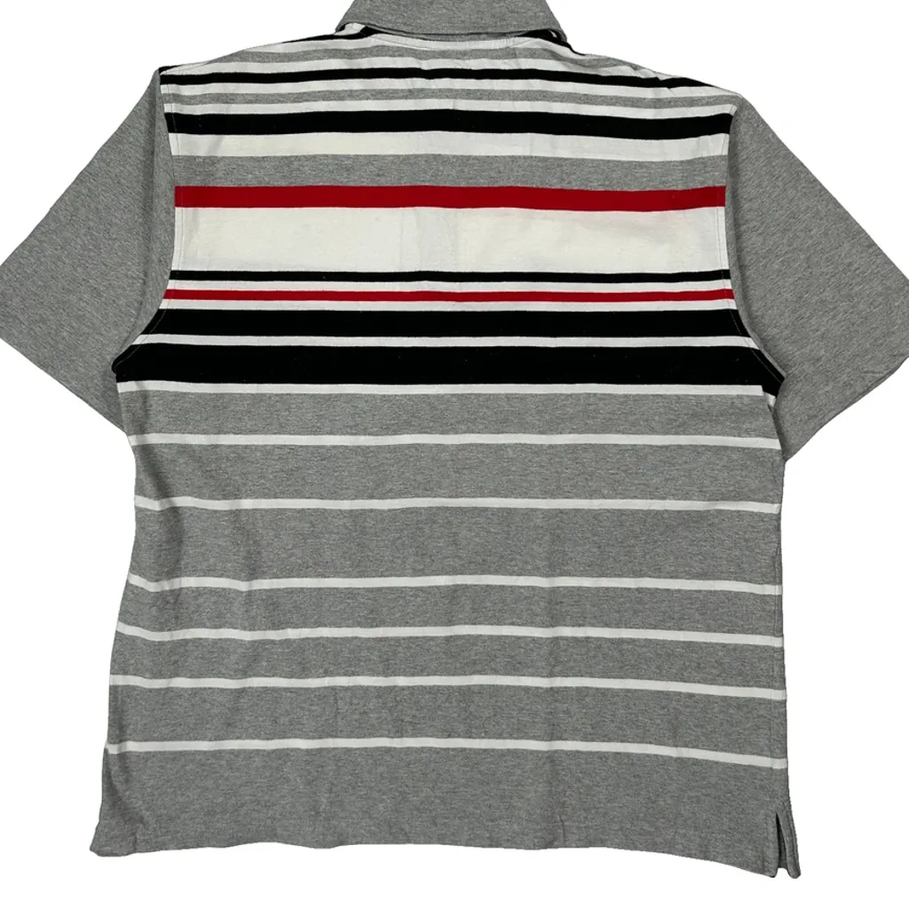 Southpole Striped Polo Shirt - Large Grey Cotton - Image 7