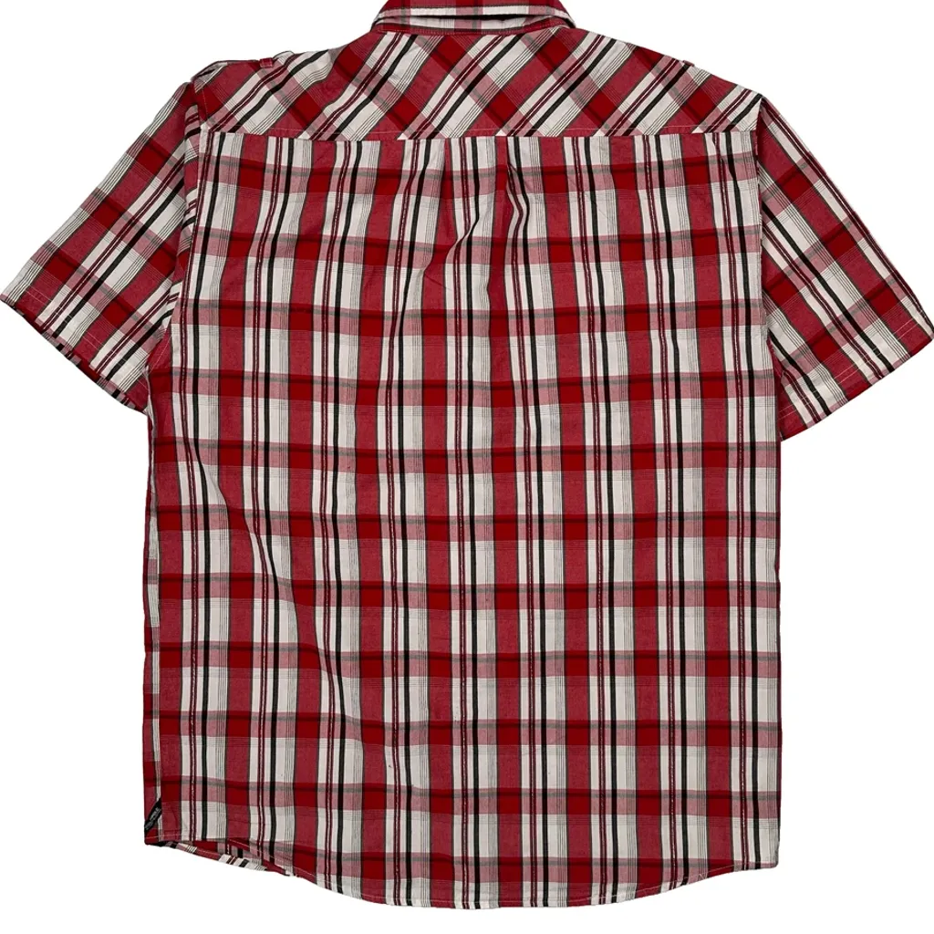 Southpole Checked Short Sleeve Shirt - 2XL Red Cotton - Image 6