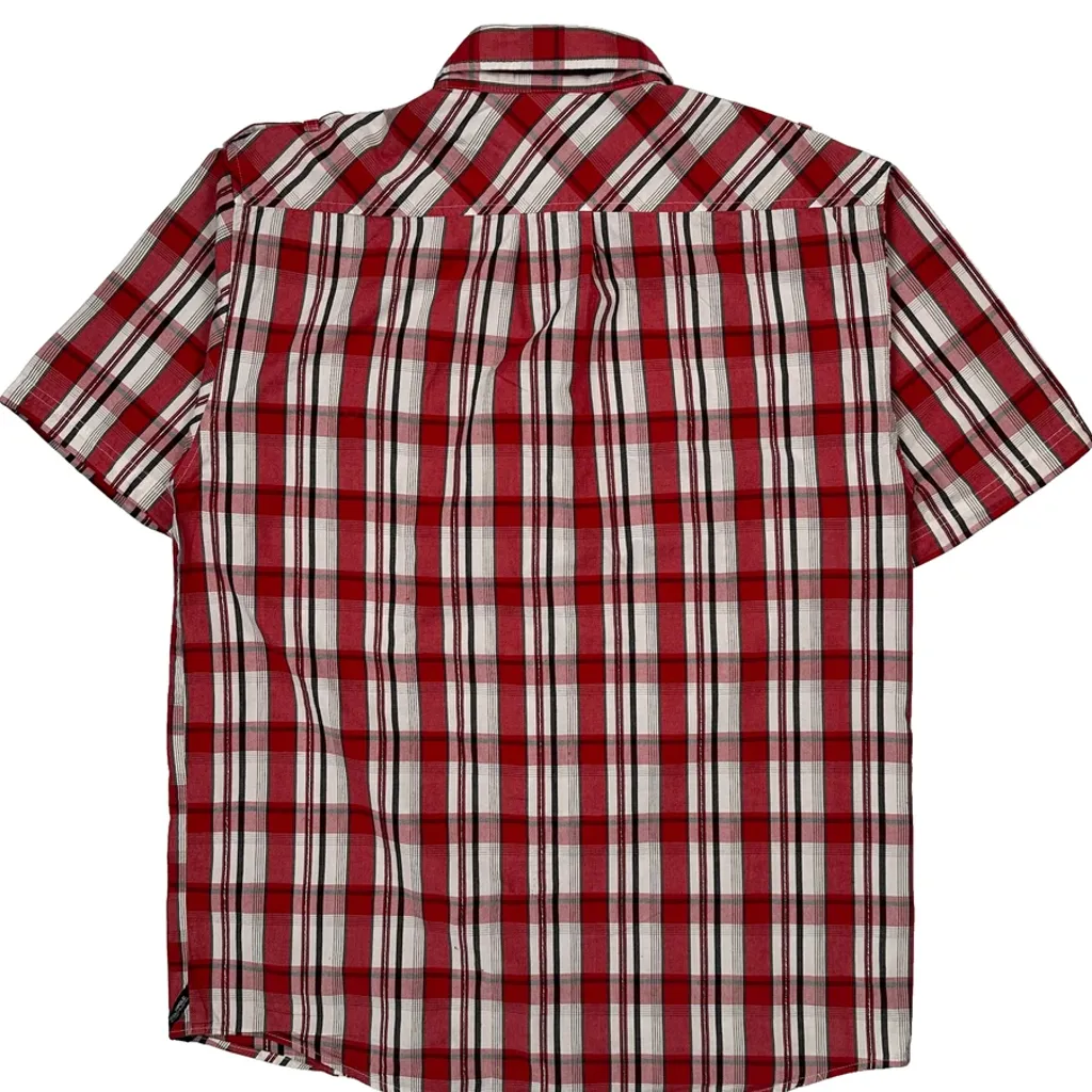Southpole Checked Short Sleeve Shirt - 2XL Red Cotton - Image 7