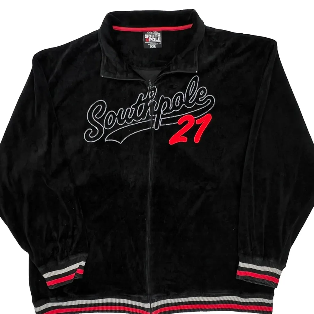 Southpole Velvet Zip Up - 2XL Black Polyester - Image 4