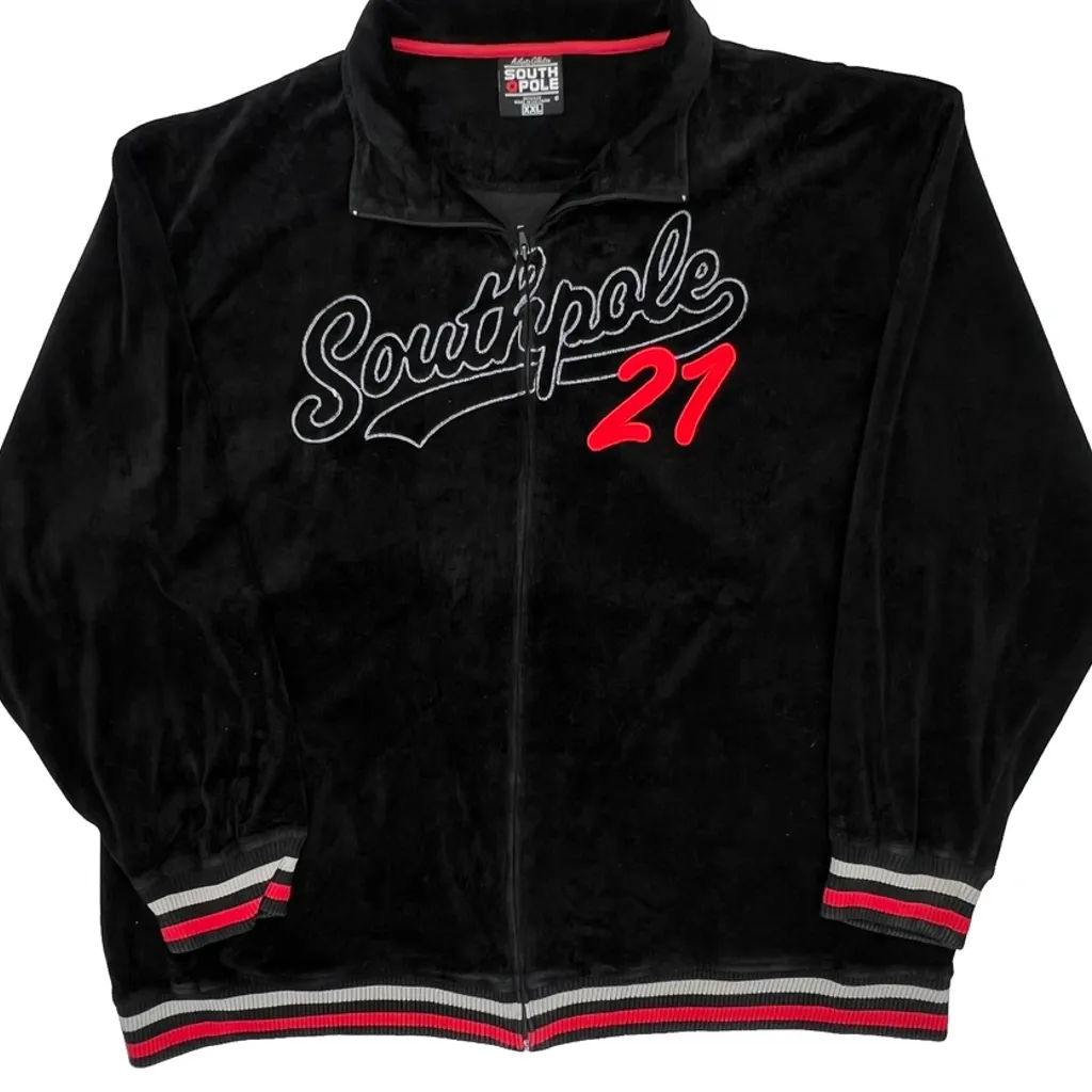 Southpole Velvet Zip Up - 2XL Black Polyester - Image 5