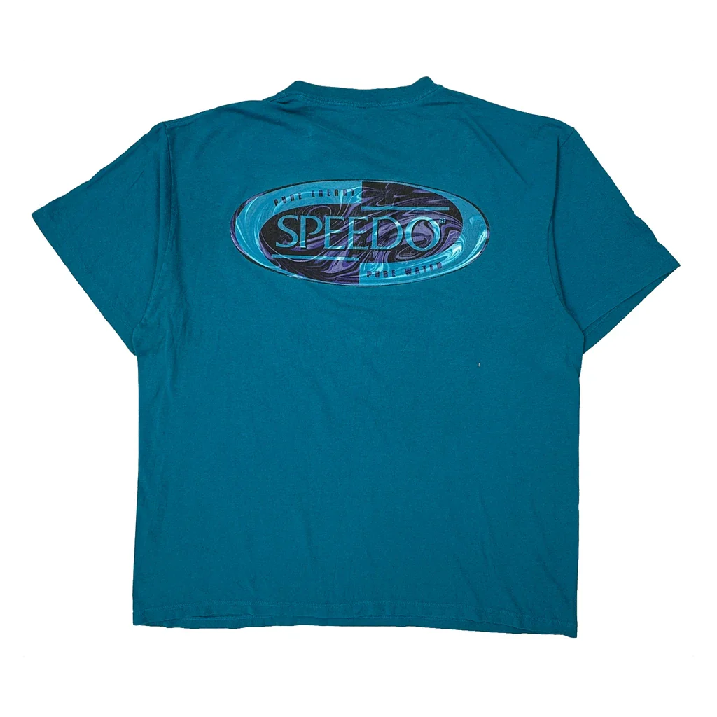 Speedo Single Stitch T-Shirt - XL Blue Cotton - Image 2