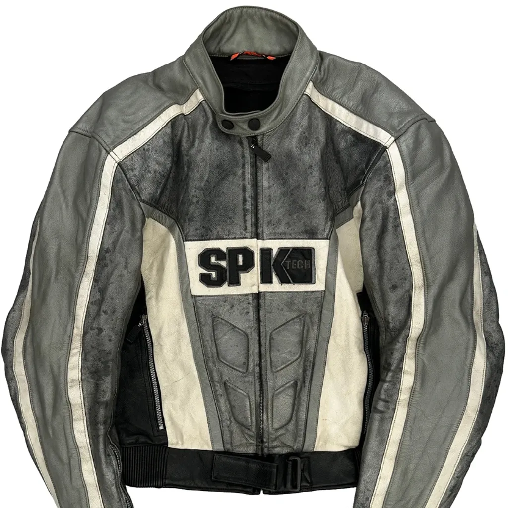 Spk Tech Spyke Motorcycle Leather Jacket - 2XL Grey Leather - Image 5