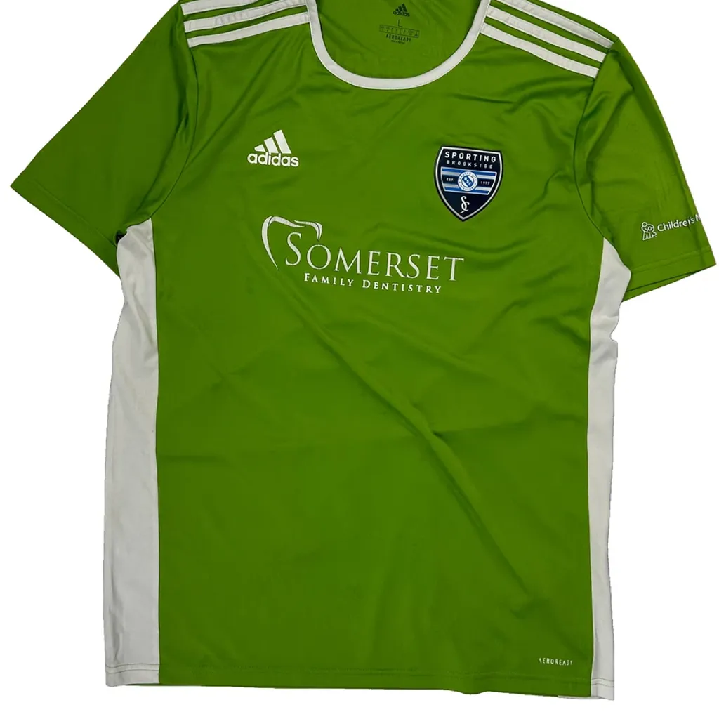 Sporting Adidas Football Shirt - Large Green Polyester - Image 4
