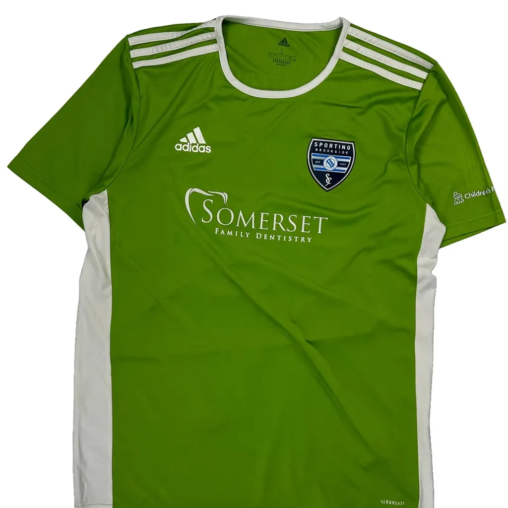 Sporting Adidas Football Shirt - Large Green Polyester - Image 5
