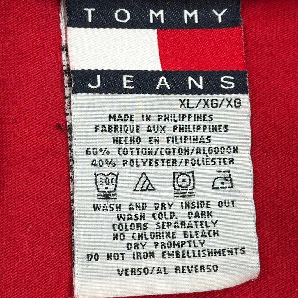 Sporty Design Tommy Jeans Graphic Long Sleeve T-Shirt - XL Red Cotton Blend - Image 5
