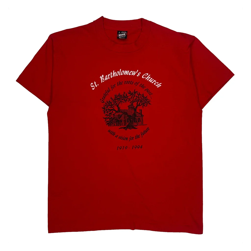 St. Bartholomew'S Church Fruit Of The Loom Single Stitch T-Shirt - Large Red Cotton Blend