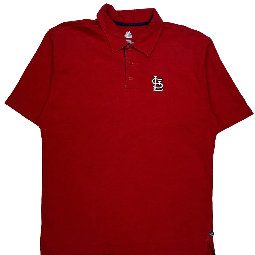 St. Louis Cardinals Majestic Mlb Polo Shirt - XL Red Cotton Blend - Image 4