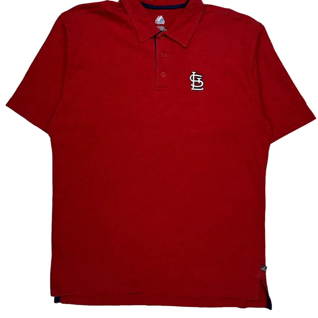 St. Louis Cardinals Majestic Mlb Polo Shirt - XL Red Cotton Blend - Image 5