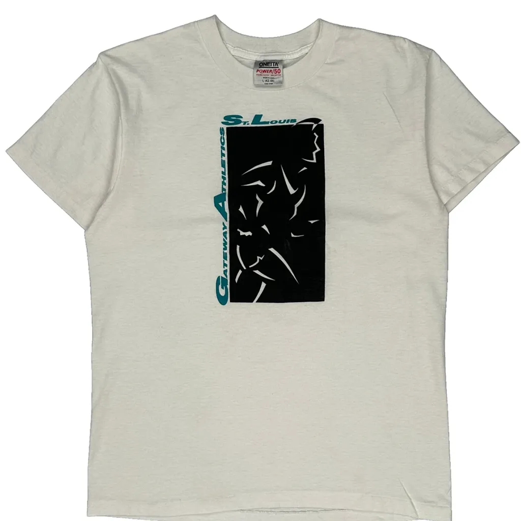 St. Louis Gateway Athletics Oneita Single Stitch T-Shirt - Large White Cotton Blend - Image 5