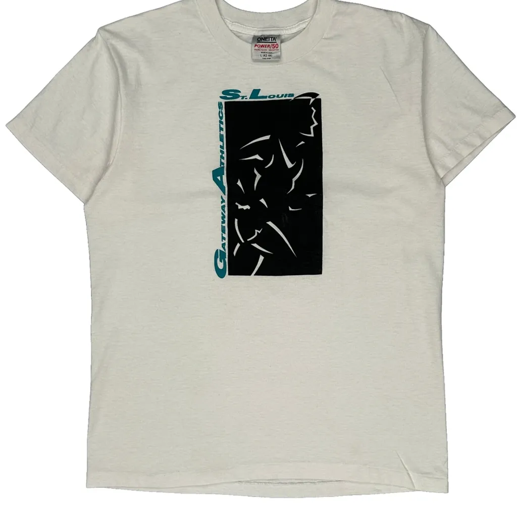 St. Louis Gateway Athletics Oneita Single Stitch T-Shirt - Large White Cotton Blend - Image 6