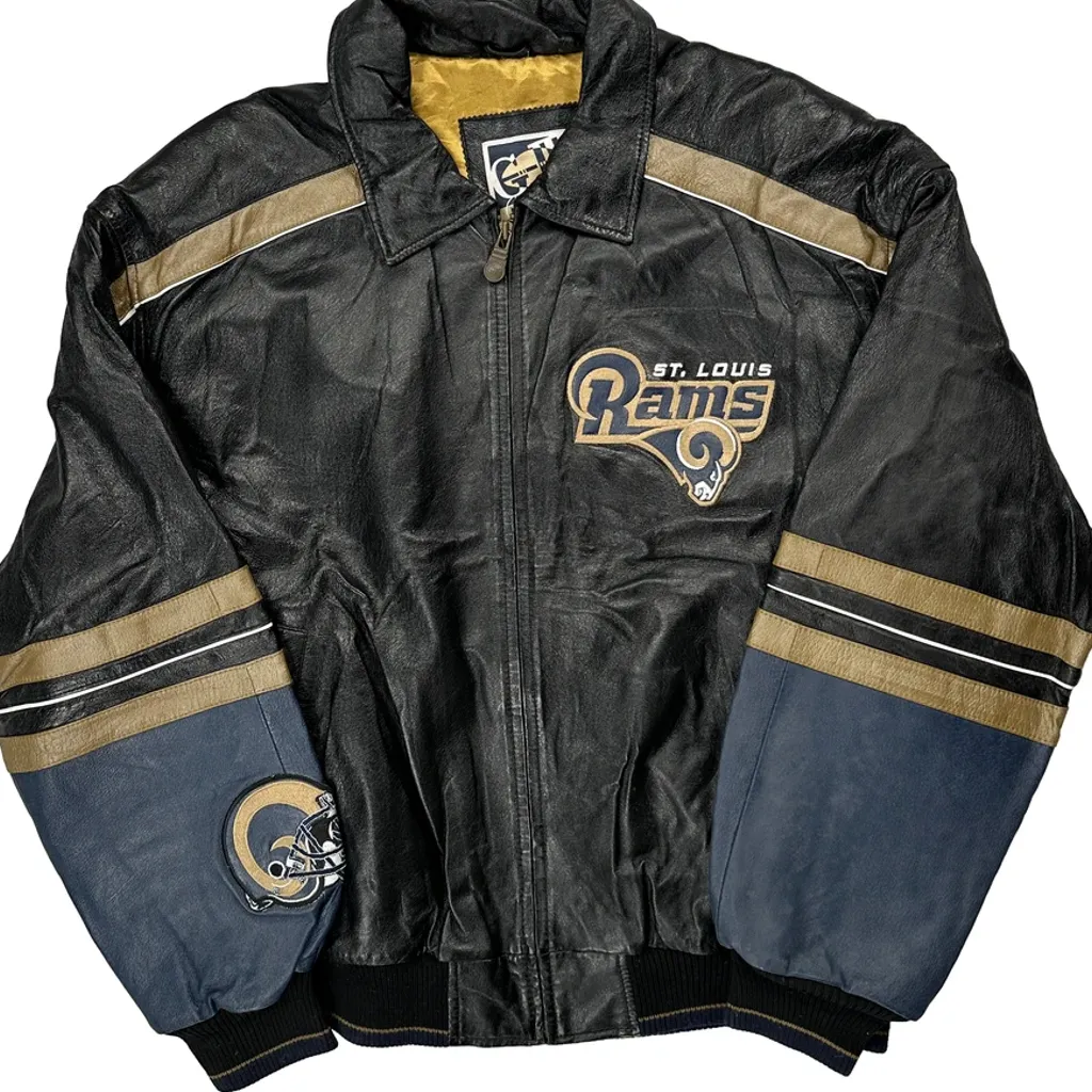 St. Louis Rams Gii Football Leather Jacket - XL Black Leather - Image 4