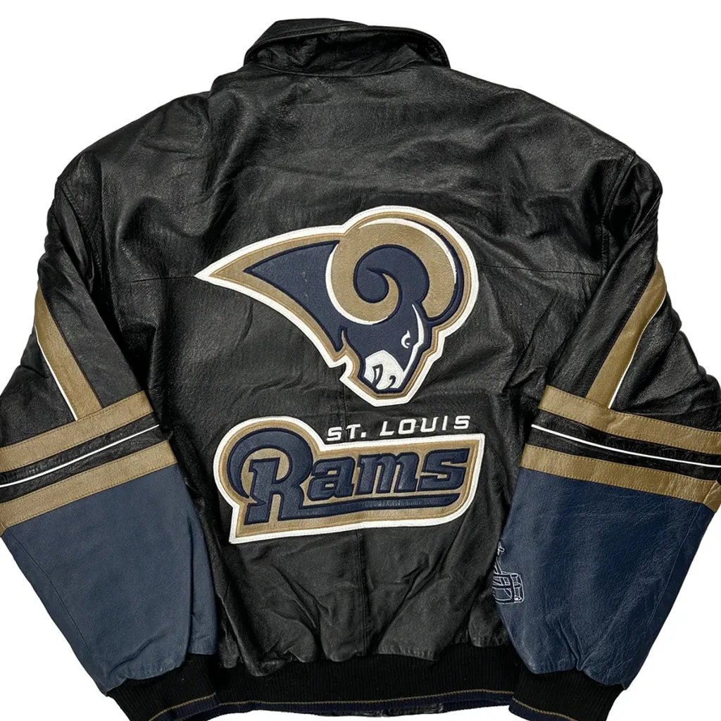 St. Louis Rams Gii Football Leather Jacket - XL Black Leather - Image 7