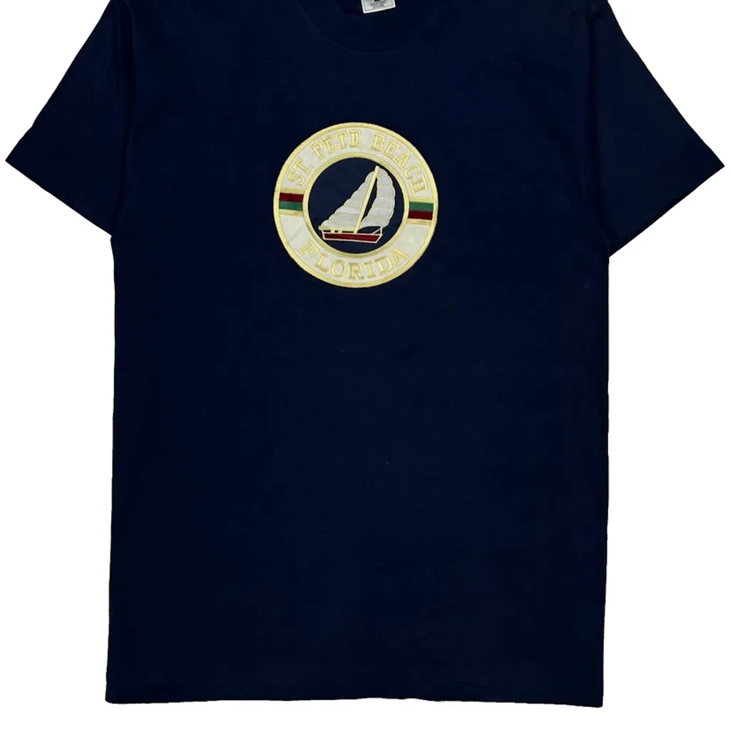 St. Pete Beach Florida Fruit Of The Loom Single Stitch T-Shirt - Large Navy Cotton - Image 5