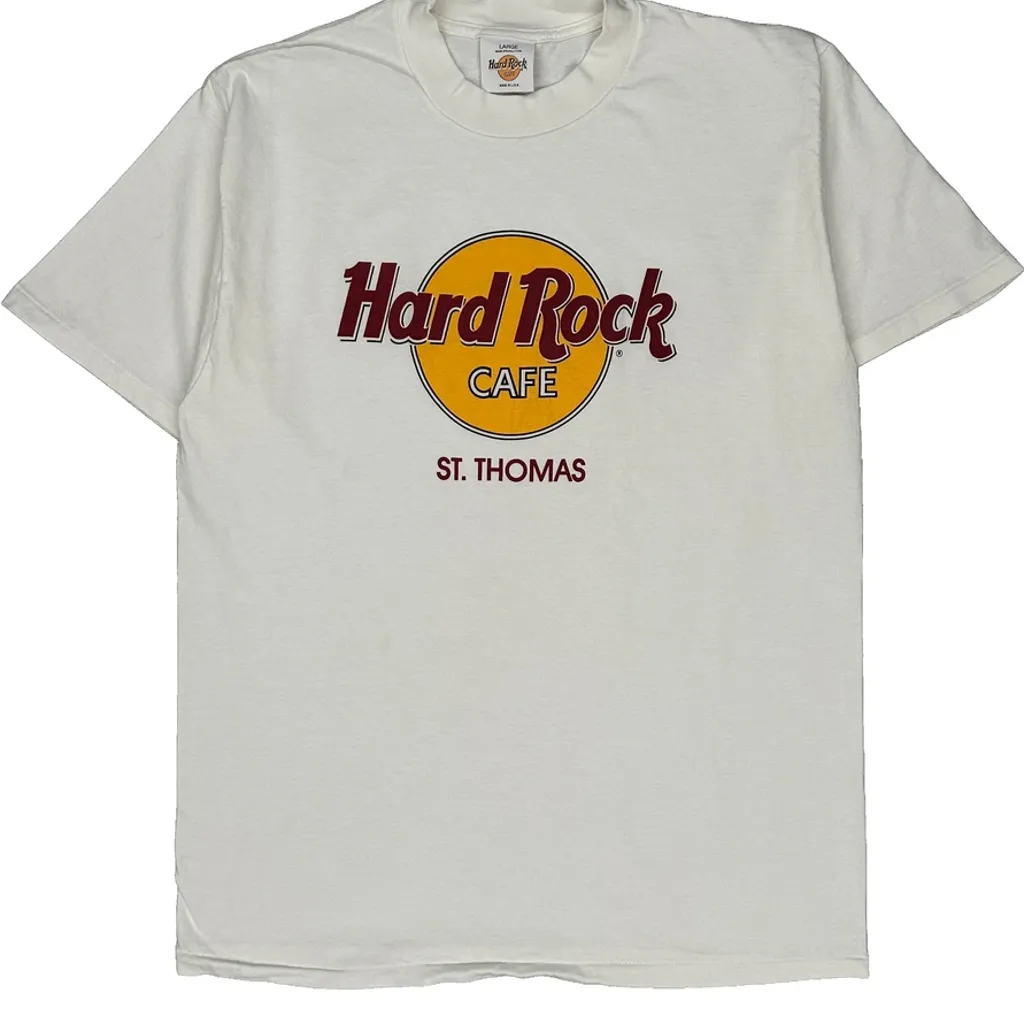 St. Thomas Hard Rock Cafe Single Stitch T-Shirt - Large White Cotton - Image 6