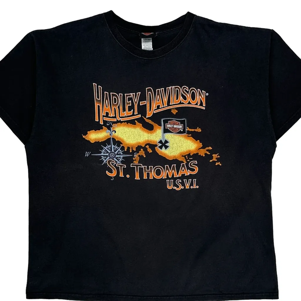St. Thomas U.S.V.I. Harley Davidson Graphic T-Shirt - 2XL Black Cotton - Image 4