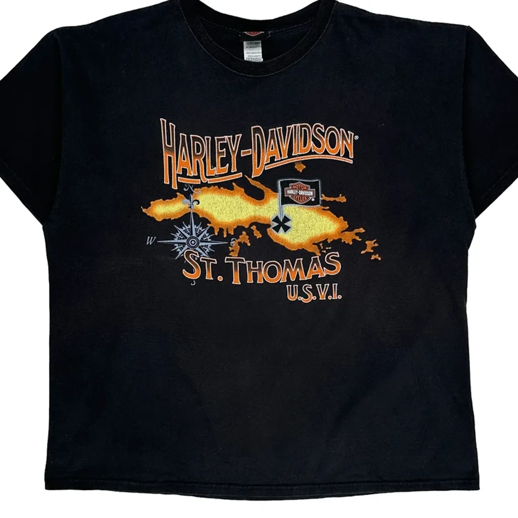 St. Thomas U.S.V.I. Harley Davidson Graphic T-Shirt - 2XL Black Cotton - Image 5